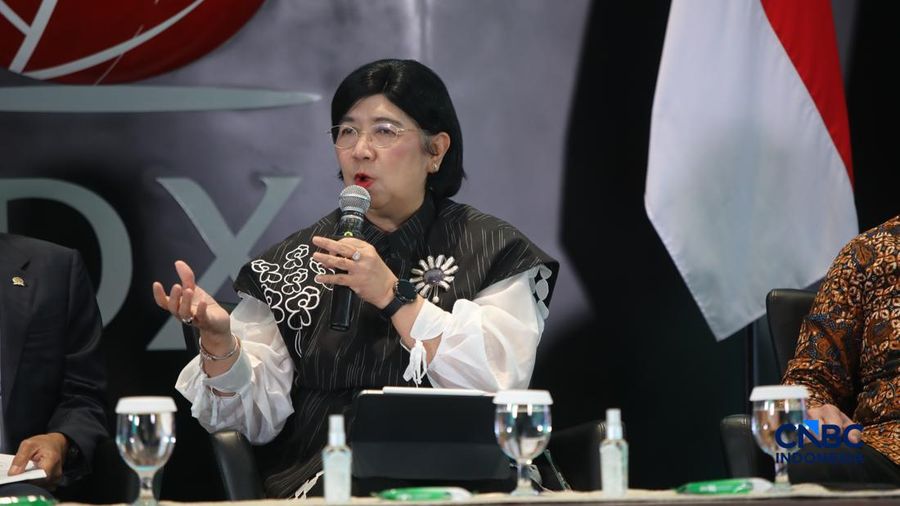 Deputi Gubernur Senior Bank Indonesia, Destry Damayanti saat menyampaikan pemaparan dalam Investment Forum 2026 di Bursa Efek Indonesia (BEI), Jakarta, Rabu (15/7/2026). (CNBC Indonesia/Faisal Rahman)