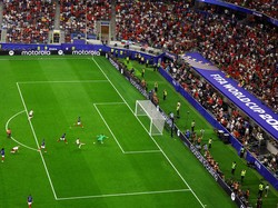 Soccer Football - FIFA World Cup 2026 - Semi Final - France v Spain - Dallas Stadium, Arlington, Texas, U.S. - July 14, 2026 Spain's Pedro Porro scores their second goal REUTERS/Agustin Marcarian