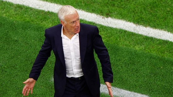 Soccer Football - FIFA World Cup 2026 - Semi Final - France v Spain - Dallas Stadium, Arlington, Texas, U.S. - July 14, 2026 France coach Didier Deschamps reacts REUTERS/Agustin Marcarian