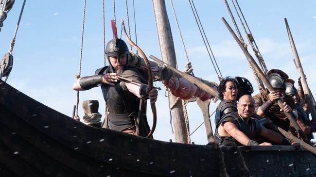 Matt Damon (frame left, with bow) is Odysseus in THE ODYSSEY, written, produced, and directed by Christopher Nolan.