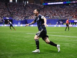 Soccer Football - FIFA World Cup 2026 - Semi Final - England v Argentina - Atlanta Stadium, Atlanta, Georgia, U.S. - July 15, 2026 Argentina's Lionel Messi celebrates after Lautaro Martinez scores their second goal REUTERS/Agustin Marcarian