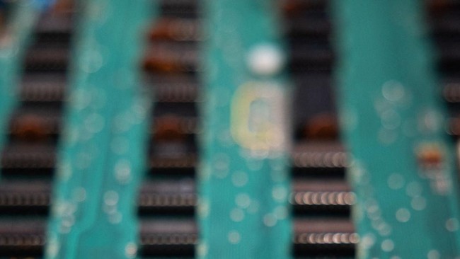 A part of an Apple 1 Computer at Sotheby's auction house in New York City, U.S. July 1, 2026. REUTERS/Jordan Tovin