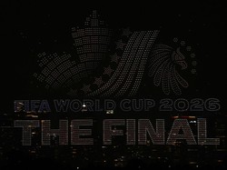 Soccer Football - FIFA World Cup 2026 - Drone Show in New Jersey - New Jersey, U.S. - July 16, 2026 A FIFA drone show is seen with the New York City skyline in the background ahead of the final match between Spain and Argentina IMAGN IMAGES via Reute