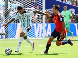 Soccer Football - FIFA World Cup 2026 - Final - Spain v Argentina - New York/New Jersey Stadium, East Rutherford, New Jersey, U.S. - July 19, 2026 Argentina's Cristian Romero in action with Spain's Mikel Oyarzabal IMAGN IMAGES via Reuters/Vincent Car