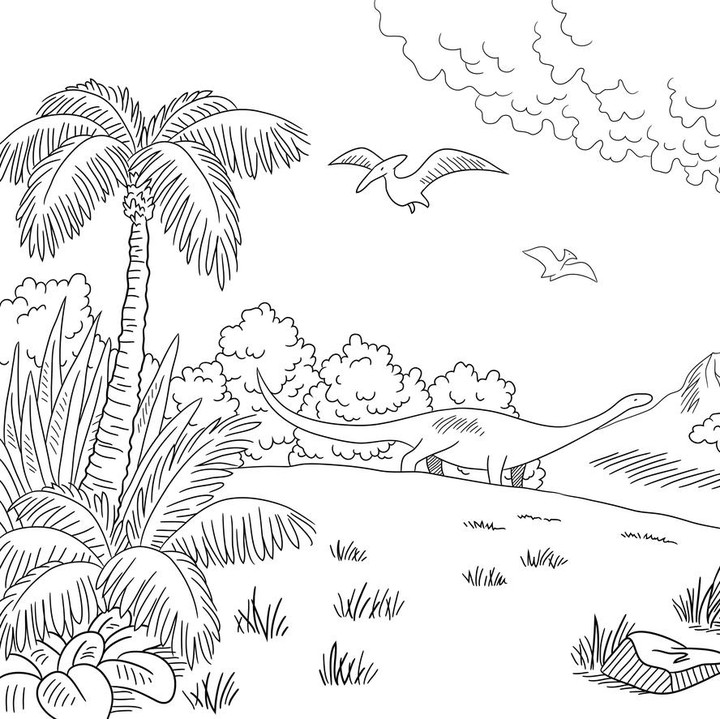 <p>Gambat selajutnya adalah pemandangan gunung meletus. Di gambar ini, Si Kecil dapat berkreasi dengan menambahkan warna abu-abu di asap letusan, dan warna kemerahan di ujung gunung. Anak juga dapat diarahkan mewarnai pemandangan sekitar gunung dengan warna yang asri. (Foto: Getty Images/iStockphoto/Aluna1)</p>