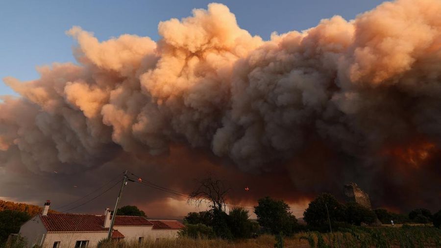 Suasana saat kebakaran rimba melanda di perbukitan dekat desa Cotignac, di departemen Var, Prancis, selama kebakaran hutan, 21 Juli 2026. (REUTERS/Manon Cruz)