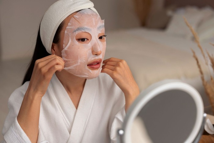 Untuk mengencangkan dan membuat kulit kenyal, bisa juga untuk menambahkan rutinitas memakai masker wajah.