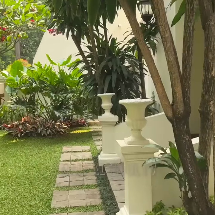 <p>Di rumah Syifa dan El, terdapat pekarangan halaman yang luas dan banyak ditumbuhi tanaman hijau dan pepohonan. Di rumah ini, keduanya juga membangun kolam renang yang menghadap langsung ke area meja makan dan ruang keluarga. (Foto: YouTube MAIA ALELDUL TV)</p>