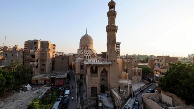 The historic mausoleum dome of Sultan Qaitbay's mosque, built between 1472 and 1474 by Sultan Al-Ashraf Qaitbay during the Mamluk Sultanate, following its reopening ceremony in Cairo, Egypt, July 20, 2026. REUTERS/Mohamed Abdel Ghany