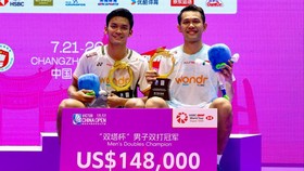 Ganda putra Fajar/Fikri menjuarai China Open 2026 usai mengalahkan ganda Korea Selatan di partai final, Minggu (26/7)