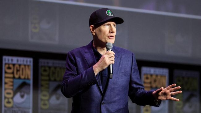 SAN DIEGO, CALIFORNIA - JULY 25: Kevin Feige, President, Marvel Studios speaks onstage during the 2026 Comic-Con International: San Diego - Marvel Studios Hall H presentation at San Diego Convention Center on July 25, 2026 in San Diego, California.