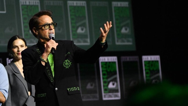 US actor Robert Downey Jr. attends the Marvel panel during Comic-Con International in San Diego, California, on July 25, 2026. (Photo by Chris DELMAS / AFP)