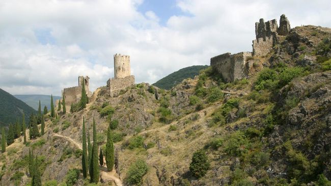 Three of the four castles near the French village Lastours, built in the 13th century.