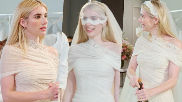 Emma Roberts Tampil Elegan dengan Dua Gaun Pernikahan yang Unik