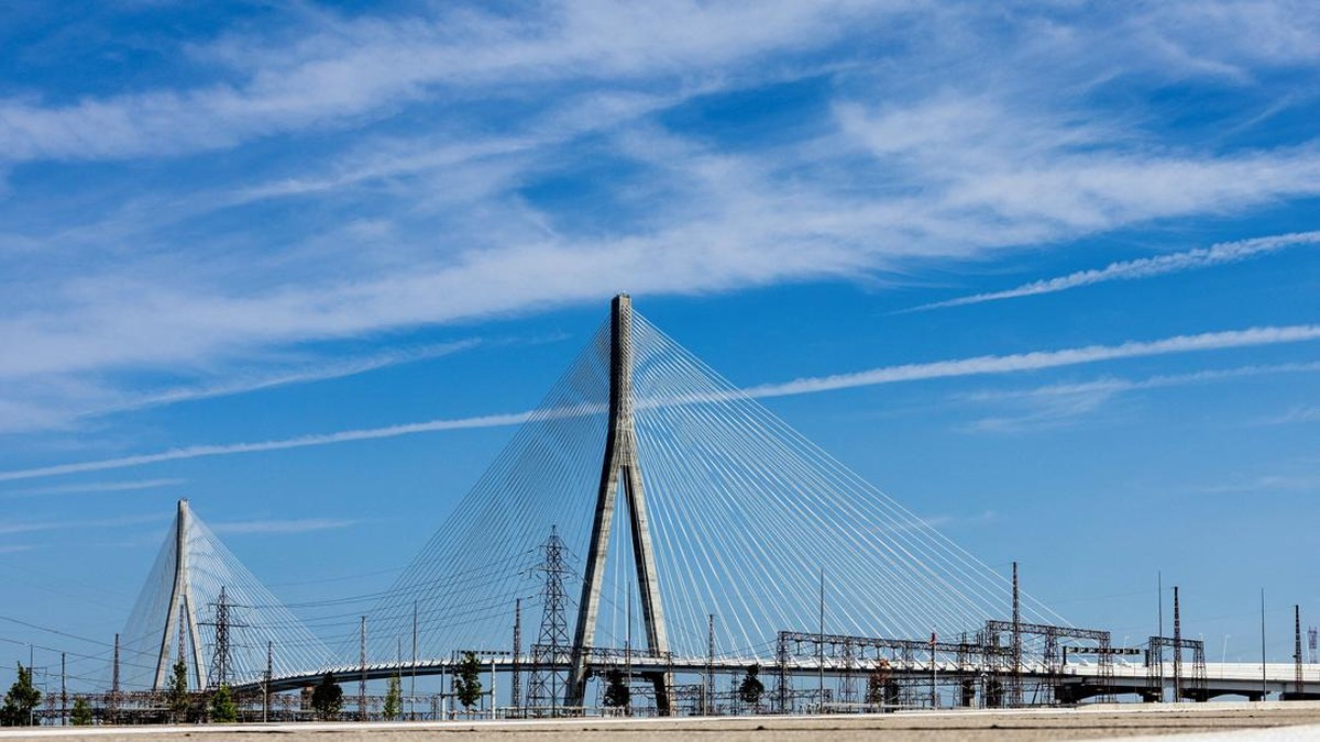 A view of the Gordie Howe bridge connecting Windsor in Ontario, Canada, with Detroit in Michigan, U.S., ahead of its opening, in Windsor, Ontario, Canada, July 24, 2026.  REUTERS/Carlos Osorio
