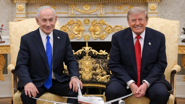 Presiden AS Donald Trump dan PM Israel Benjamin Netanyahu kembali bertemu di Oval Office pada Selasa (28/7) siang waktu setempat.