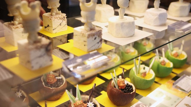 Character-themed desserts are displayed at Pop Mart's first international bakery during their media day at Resorts World Sentosa in Singapore July 29, 2026. REUTERS/Edgar Su