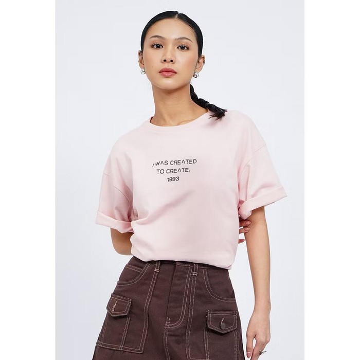 Short Sleeve Oversized Graphic T-Shirt Lt. Pink
