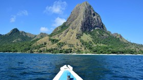 The dramatic hills of Nuca Molas Island, reminiscent of Jurassic Park in West Manggarai, East Nusa Tenggara, Indonesia