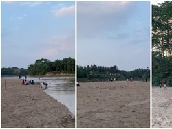 Sungai Way Kanan Lampung Menyusut Saat Kemarau Jadi Pantai Dadakan