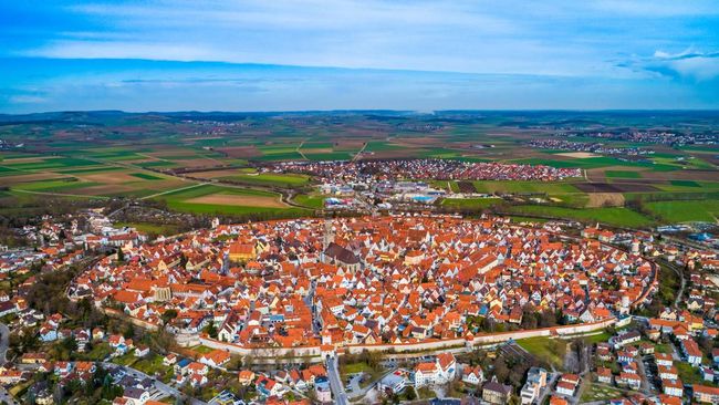 Noerdlingen, Germany, Europe - April 4, 2018:  view of Noerdlingin