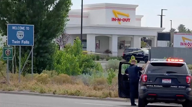 An emergency responder at the site of a fatal shooting incident in Twin Falls, Idaho, U.S., August 1, 2026, in this still image obtained from a video. ABC AFFILIATE KIVI/Handout via REUTERS  THIS IMAGE HAS BEEN SUPPLIED BY A THIRD PARTY. UNITED STATE