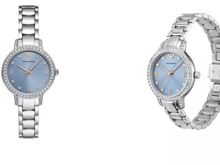 Jam Tangan Stainless Emporio Armani Ladies' Watch dengan Aksen Biru yang Cocok Naik Kelas