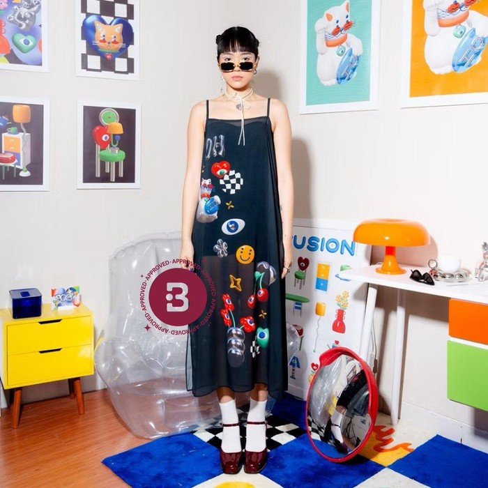 Fun Scheme See Through Dress Ceruty Sifon