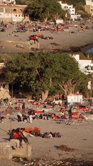 Penampakan Ratusan Migran dari Maroko Bertahan di Pantai Ceuta