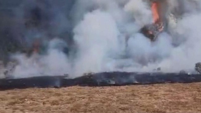 Kebakaran melanda Alun-alun Suryakancana di Gunung Gede di Kabupaten Cianjur, Jawa Barat, sehingga Balai Besar Taman Nasional Gunung Gede Pangrango menutup jalur pendakian, Jumat (7/8/2026). 