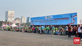 Suasana Apel Kebangsaan Jaga Jakarta, di Lapangan Monas, Sabtu (07/08/2026)