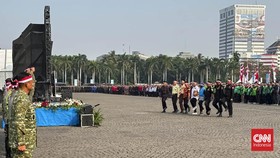 Suasana Apel Kebangsaan Jaga Jakarta, di Lapangan Monas, Sabtu (07/08/2026)