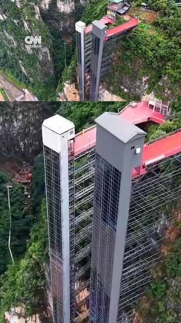 Unik, Lift Tebing 280 Meter Jadi "Bus Sekolah Langit" di Tiongkok
