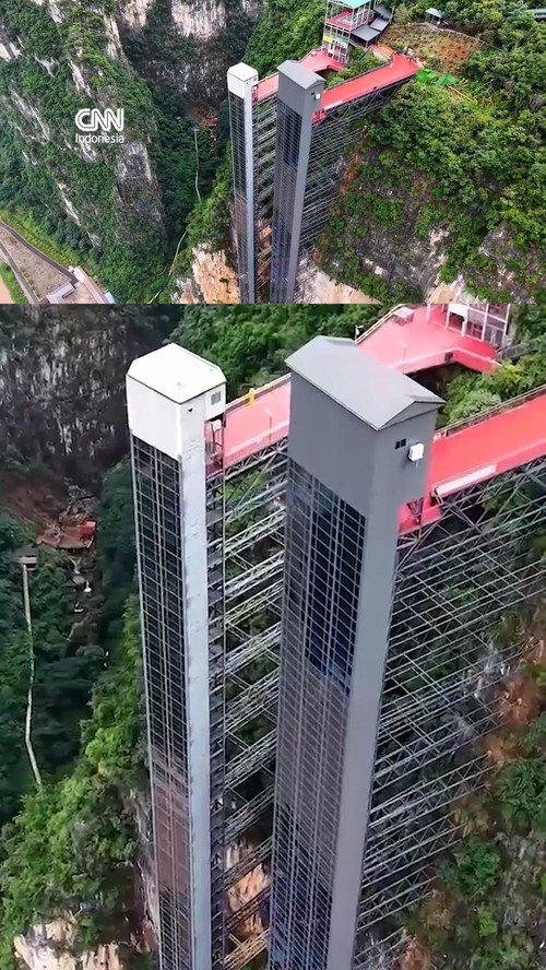 Unik, Lift Tebing 280 Meter Jadi "Bus Sekolah Langit" di Tiongkok