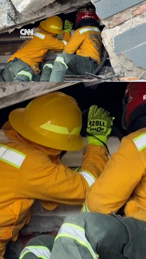 Gempa Kolombia, Seorang Wanita Terperangkap di Reruntuhan
