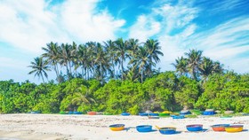 Beautiful landscape with rock and beach in Lyson or Ly Son island, Quang Ngai, Vietnam. Travel and landscape concept.