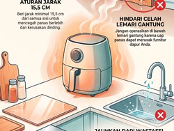 Infografis: 5 Tempat yang Aman Taruh Air Fryer biar Nggak Overheat
