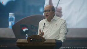 Rosan Roeslani di acara peluncuran Motor Listrik Nasional Beserta Ekosistem Pendukung, Bekasi, (13/8)