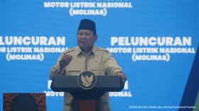 Presiden Prabowo Subianto saat peluncuran Motor Listrik Nasional Beserta Ekosistem Pendukung, Bekasi, 13/8/26