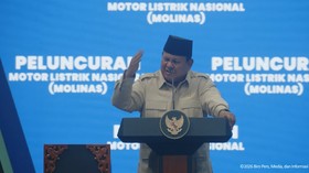 Presiden Prabowo Subianto saat peluncuran Motor Listrik Nasional Beserta Ekosistem Pendukung, Bekasi, 13/8/26