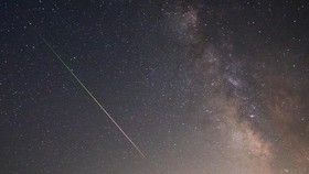 A Perseid meteor streaks across the night sky in the Negev desert in southern Israel, August 12, 2026. REUTERS/Amir Cohen