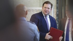 Britain's Europe minister Stephen Doughty arrives for a meeting with UN Secretary-General and Cypriot leaders at the United Nations in Geneva on March 18, 2025. Guterres met the rival Cypriot leaders for dinner the day before ahead of informal talks
