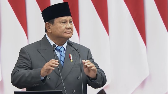 Presiden Prabowo Subianto menyampaikan pidato kenegaraan dalam rangka Penyampaian Pengantar/Keterangan Pemerintah atas RUU tentang APBN Tahun Anggaran 2027 beserta Nota Keuangannya saat Sidang Paripurna Pembukaan Masa Persidangan I DPR Tahun Sidang 2