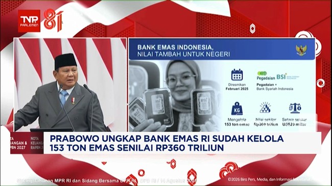 Prabowo Ungkap Bank Emas RI Sudah Kelola 153 Ton Emas Senilai Rp360 T