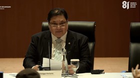 Menteri Koordinator Bidang Perekonomian Airlangga Hartanto saat konferensi pers RAPBN & Nota Keuangan Anggaran 2027