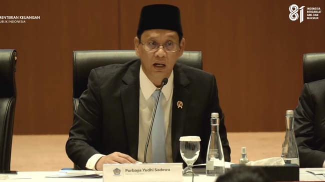 Menteri Keuangan Purbaya saat konferensi pers RAPBN & Nota Keuangan Anggaran 2027
