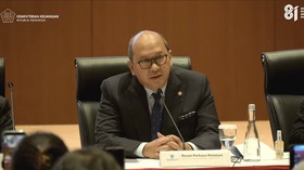 Kepala Badan Pengelola Investasi Daya Anagata Nusantara Rosan Perkasa Roeslani memberi pemaparan saat Konferensi pers terkait RAPBN & Nota Keuangan Tahun Anggaran 2027