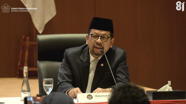 Kepala Badan Komunikasi Pemerintah Republik Indonesia, Muhammad Qodari memberi pemaparan saat Konferensi pers terkait RAPBN & Nota Keuangan Tahun Anggaran 2027