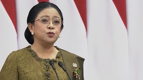 Ketua DPR RI, Puan Maharani menyampaikan pidato di Gedung Nusantara, Kompleks Parlemen Senayan, Jakarta Pusat, Jumat (14/8/2026)