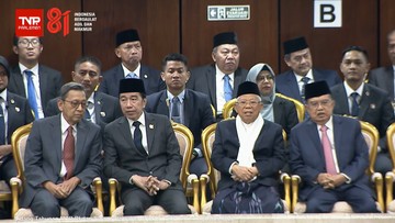 Widodo, Ma'ruf Amin Attend Annual MPR Session; SBY Absent for Health Check-up